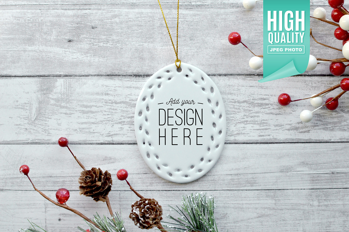 Oval Ornament Mockup - 1 Sided, a Product Mockup by Simply Mockups (Photo 1 of 2)