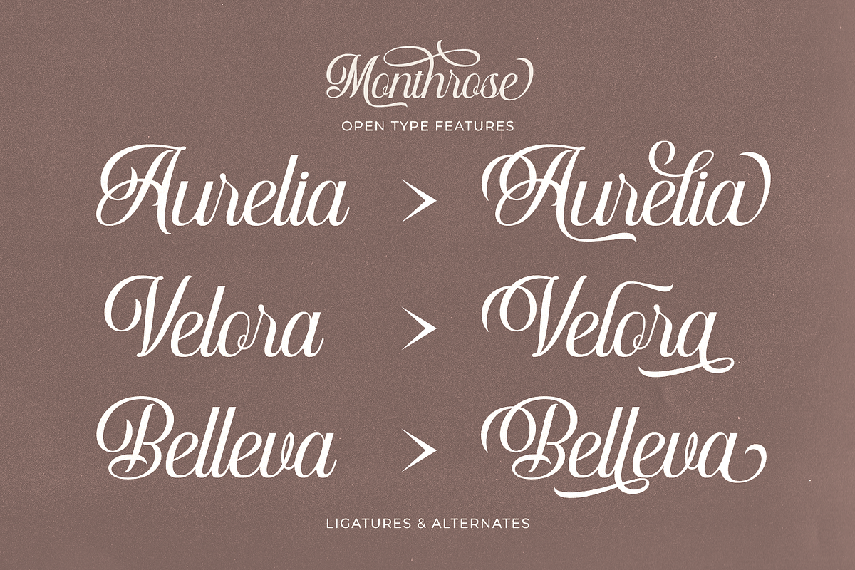 Monthrose - Modern Cursive Script, a Script Font by Pixesia Studio (Photo 13 of 14)
