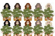 Plant Lover Girls Clipart, a Person Illustration by GlamArtZhanna (Thumbnail 3 of 5)