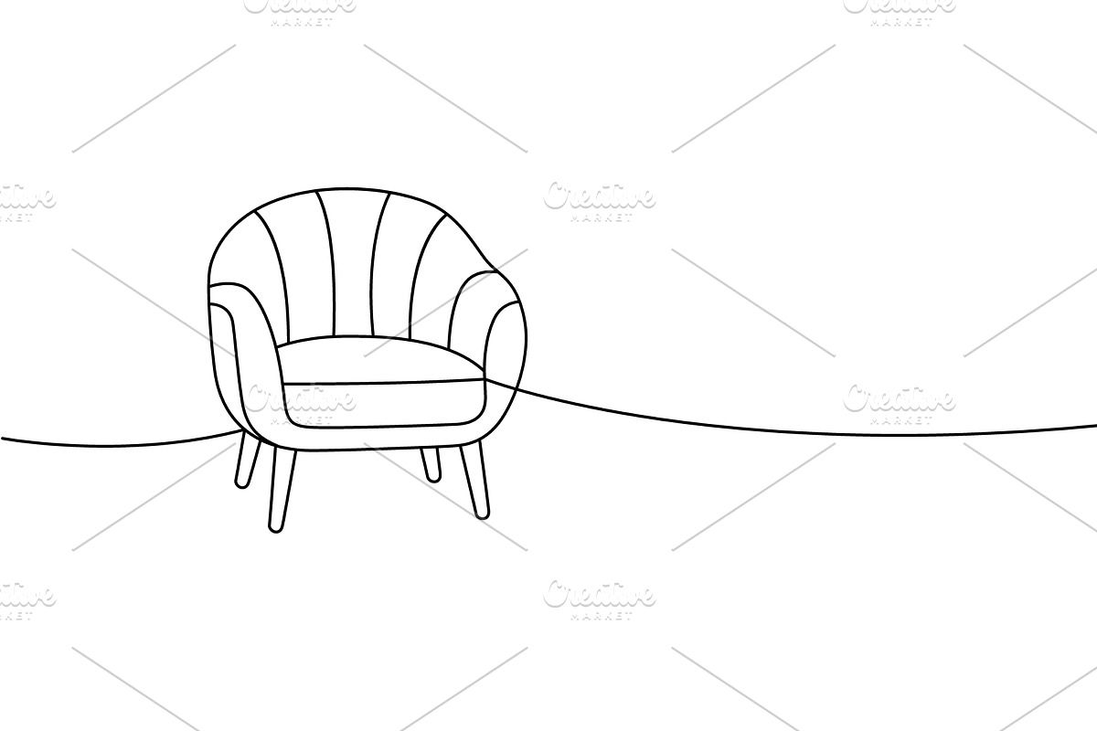 Cozy rounded armchair in minimal, an Object Illustration by GraphiShop