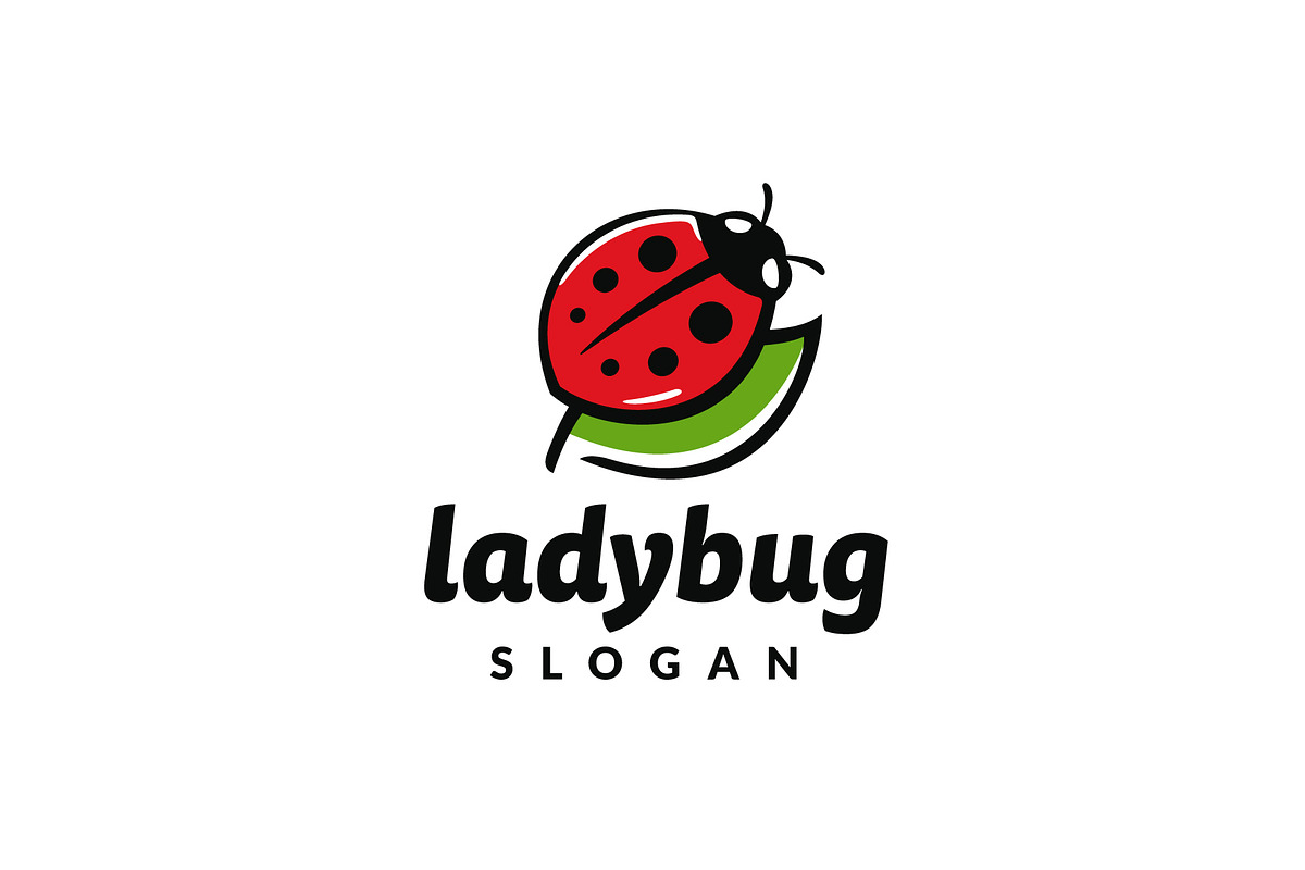Vector Ladybug Logo on Green Leaf, a Branding & Logo Template by brandphant