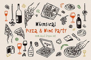 Whimsical Pizza & Wine Party set