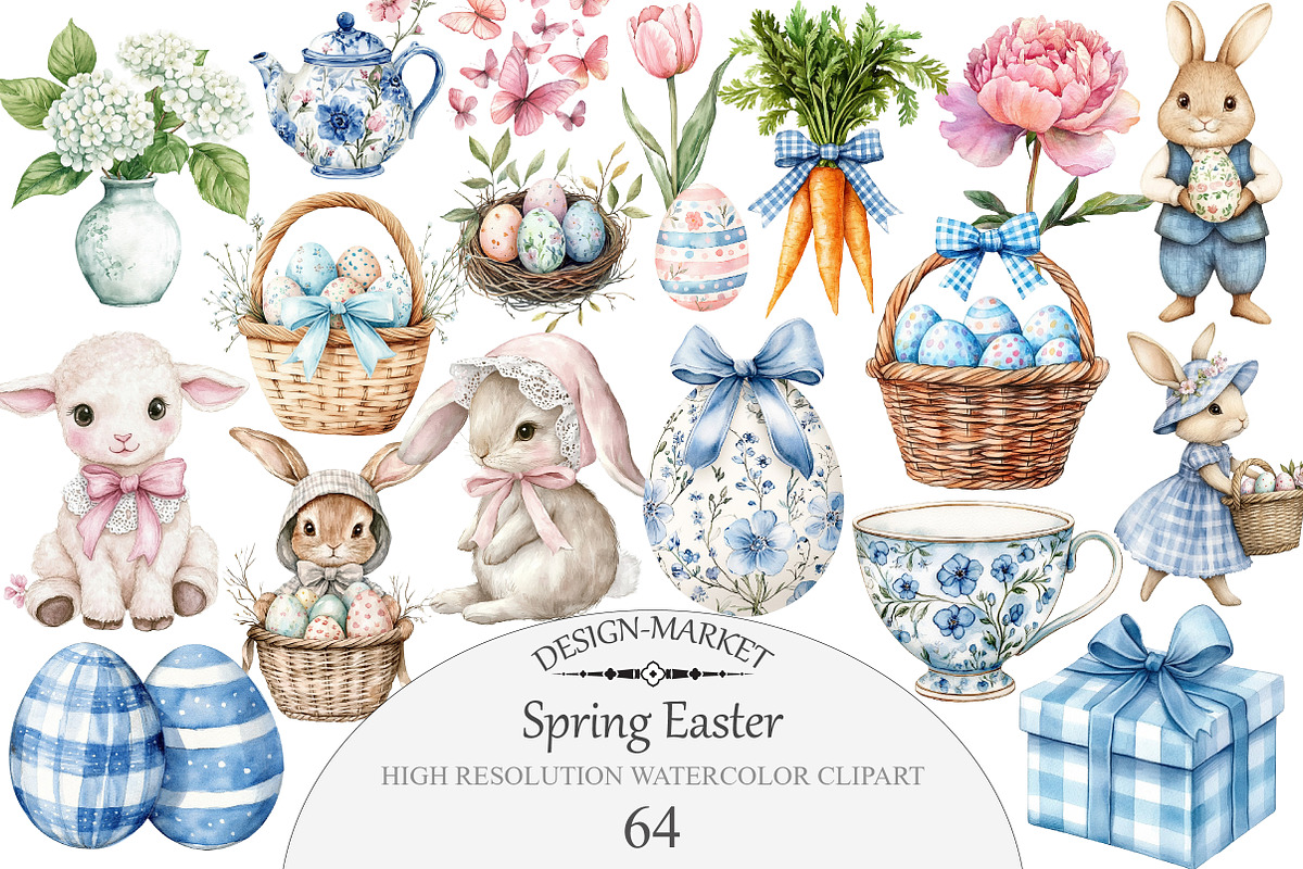 Spring Easter Clipart, an Illustration by Design Market (Photo 1 of 5)