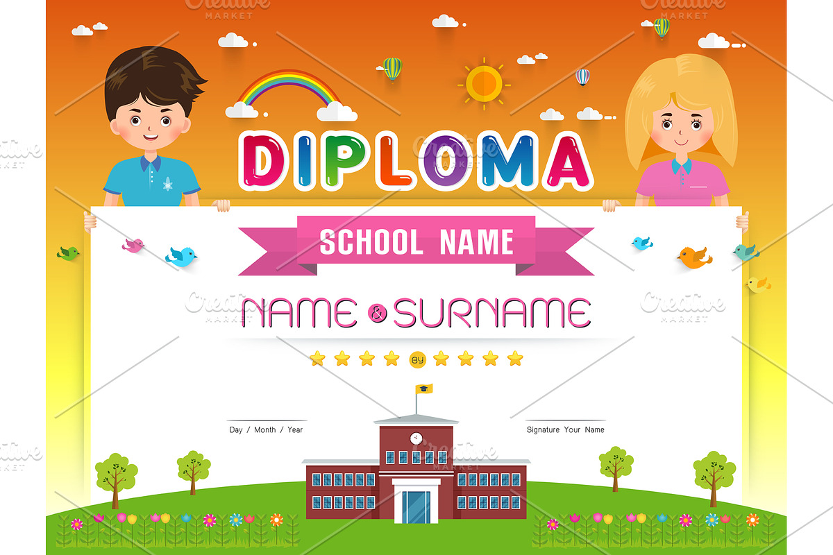 Certificate kids diploma, a Flyer Template by essense (Photo 3 of 7)