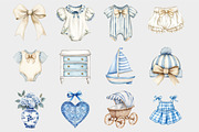 Watercolor Blue Nursery Clipart, a Seasonal Illustration by Design Market (Thumbnail 4 of 5)
