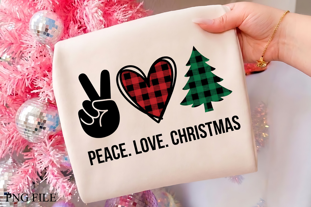 Peace Love Christmas Tree PNG Design, a Seasonal Illustration by CrexoraLab (Photo 1 of 4)