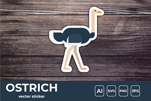 Ostrich Simple Sticker Design