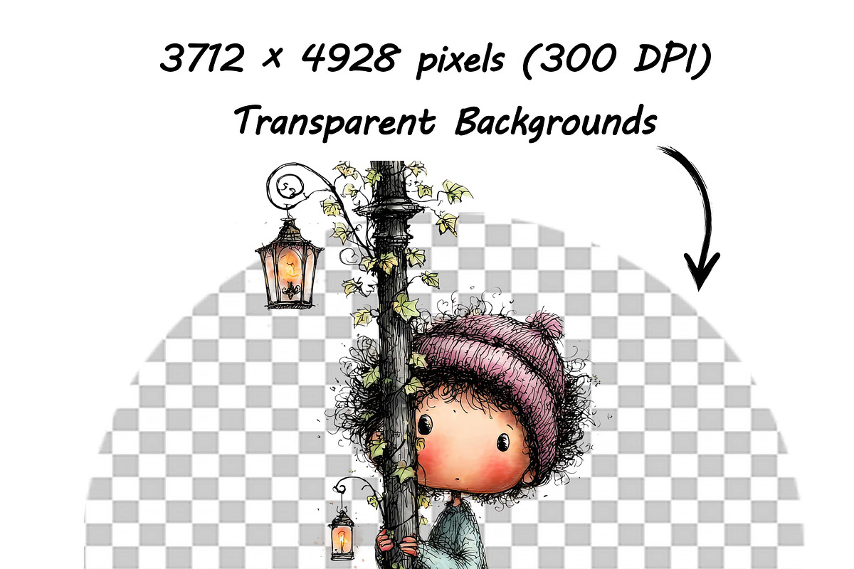 Whimsical Peeking Girl Clipart, an Illustration by one-touch (Photo 6 of 12)