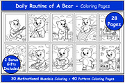 Bear Daily Routine Coloring Pages, an Animal Illustration by Lamia Emad (Thumbnail 1 of 5)