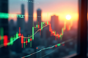 Stock Market Candlestick at Sunset, a Business Photo by Artonix