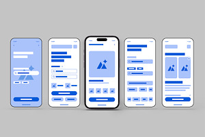 Mobile App Wireframe UI Template, a Wireframe Template by MightyDesign