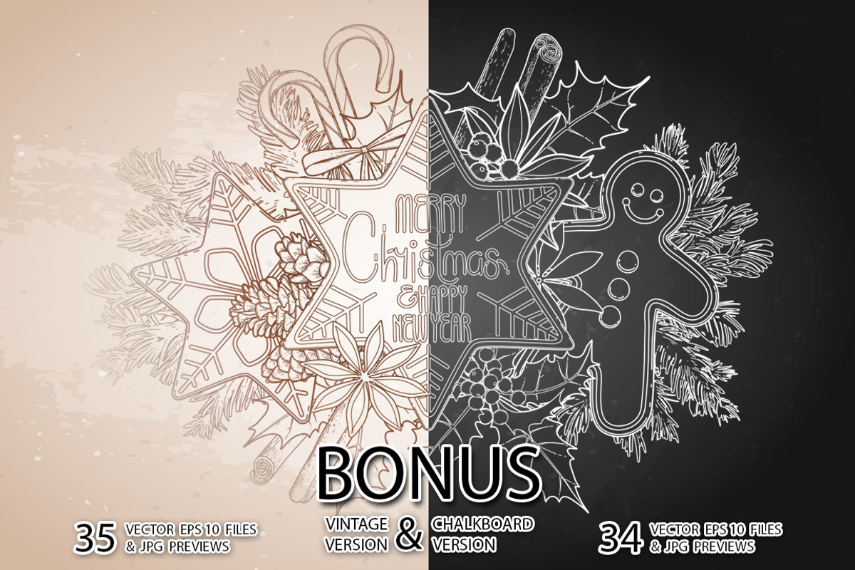 Christmas coloring pages, a Decorative Illustration by Ekaterina Glazkova (Photo 7 of 7)