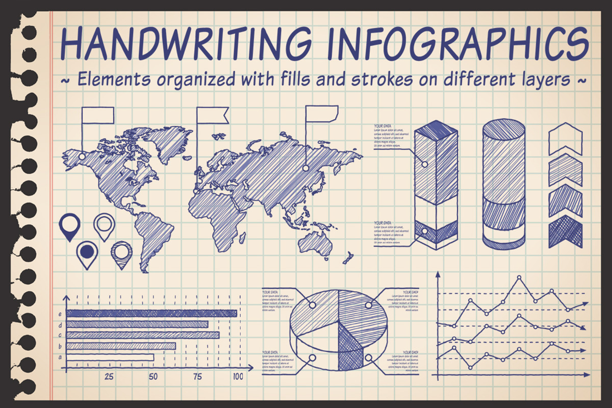 Hand Drawn Sketch Infographics, a Person Illustration by FourLeafLover (Photo 1 of 4)