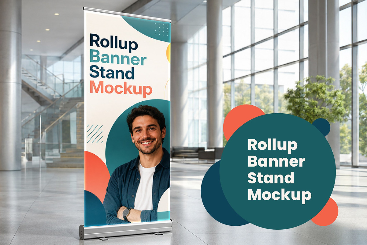Rollup Banner Stand Mockup, an Advertising Mockup by studiogstock (Photo 1 of 2)
