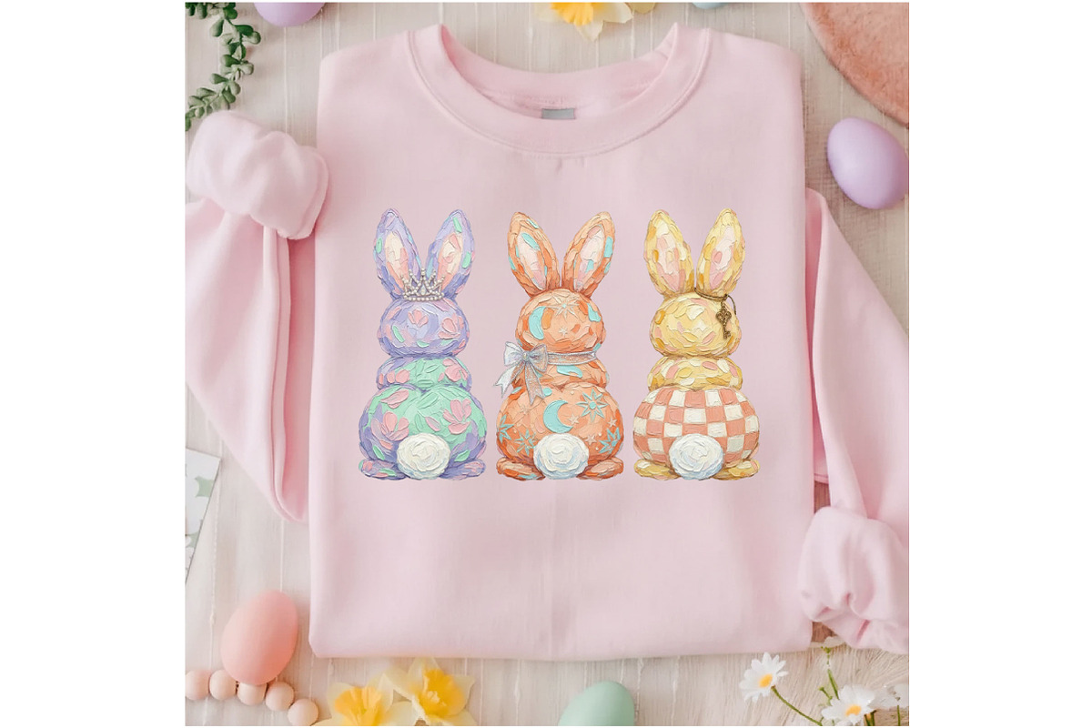 Floral Brushstroke Easter Bunny Png, an Illustration by Designking (Photo 3 of 6)