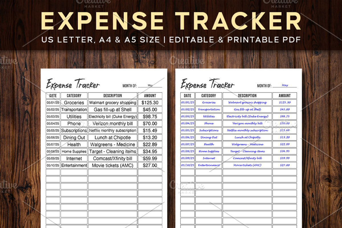 Editable Expense Tracker, a Stationery Template by Graphicsnext (Photo 2 of 7)