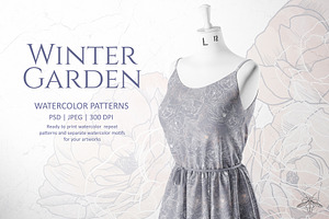 Winter Garden Watercolor Patterns