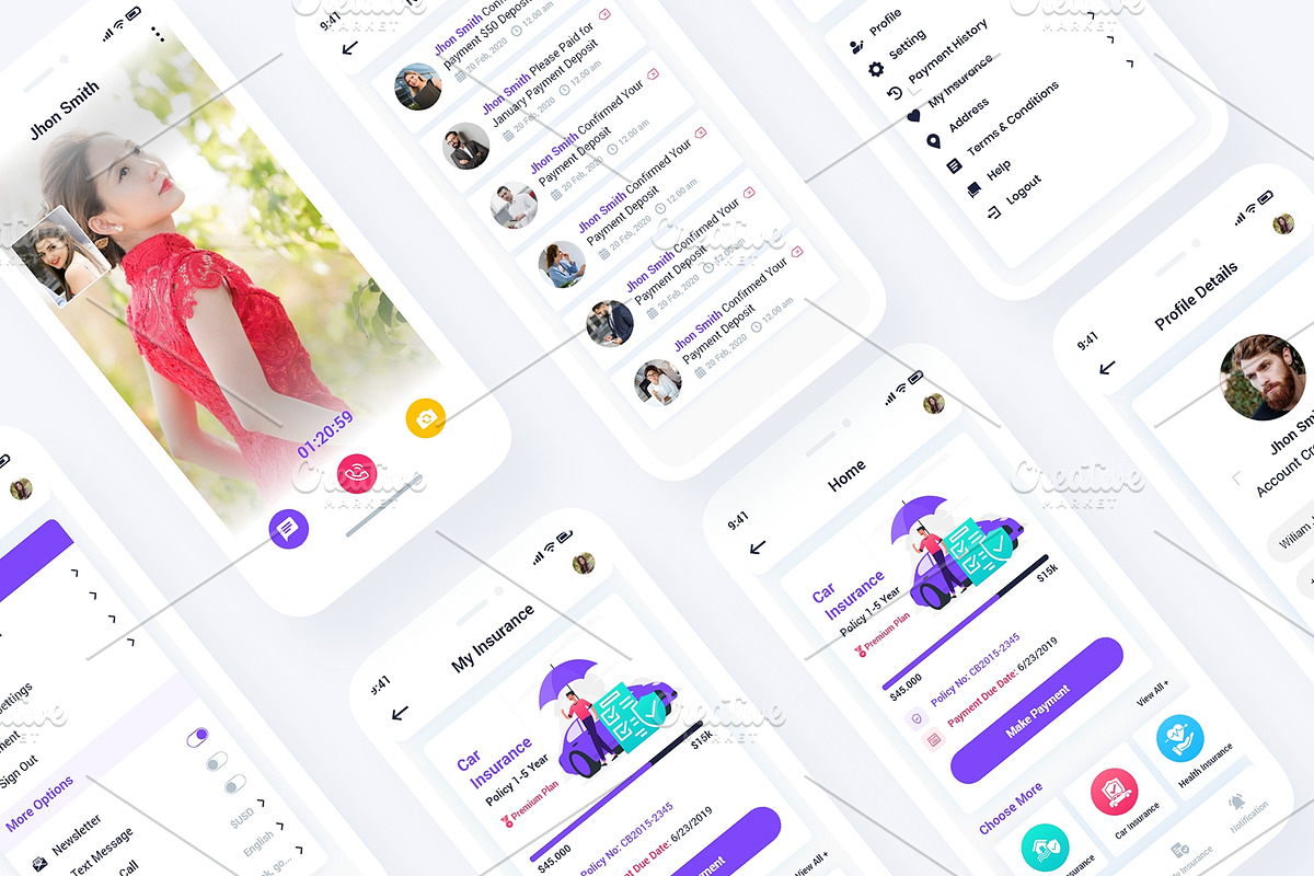 Insurance Mobile App UI Template, an App Template by RiveupDigital (Photo 7 of 7)