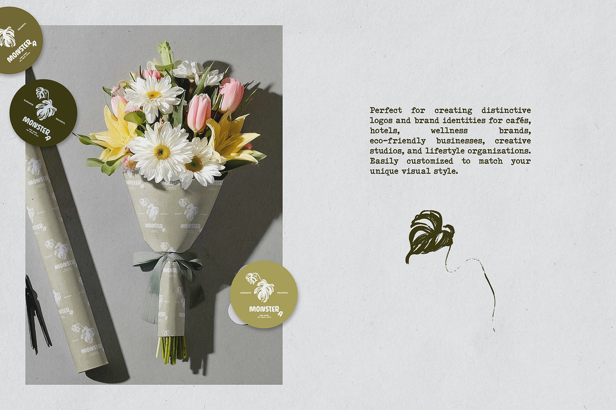 Monstera Ink Brush Botanical Vector, a Decorative Illustration by Momosama Studio (Photo 5 of 9)