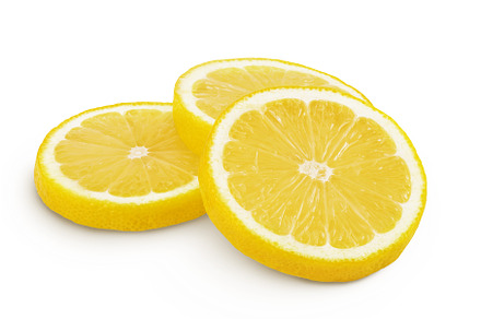 Ripe lemon slices isolated on white, a Food & Drink Photo by NataPhoto