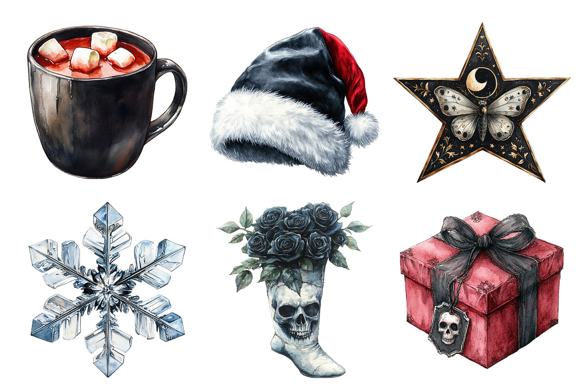 Goth Christmas Bundle, an Illustration by Daily.Designs (Photo 2 of 4)