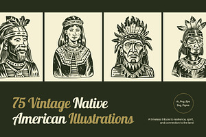 Native American Art Icon Set, a Person Illustration by Creative Stall