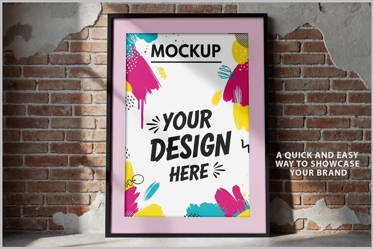 Poster Mockup on Wall PSD, an Advertising Mockup by Bruno's Shop (Photo 2 of 4)