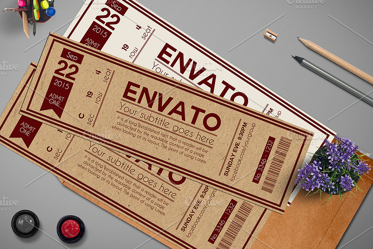 Multipurpose retro ticket 01, a Card Template by Tzochko (Photo 3 of 5)