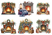 Christmas Fireplace Clipart, an Illustration by SinaCreation (Thumbnail 5 of 7)