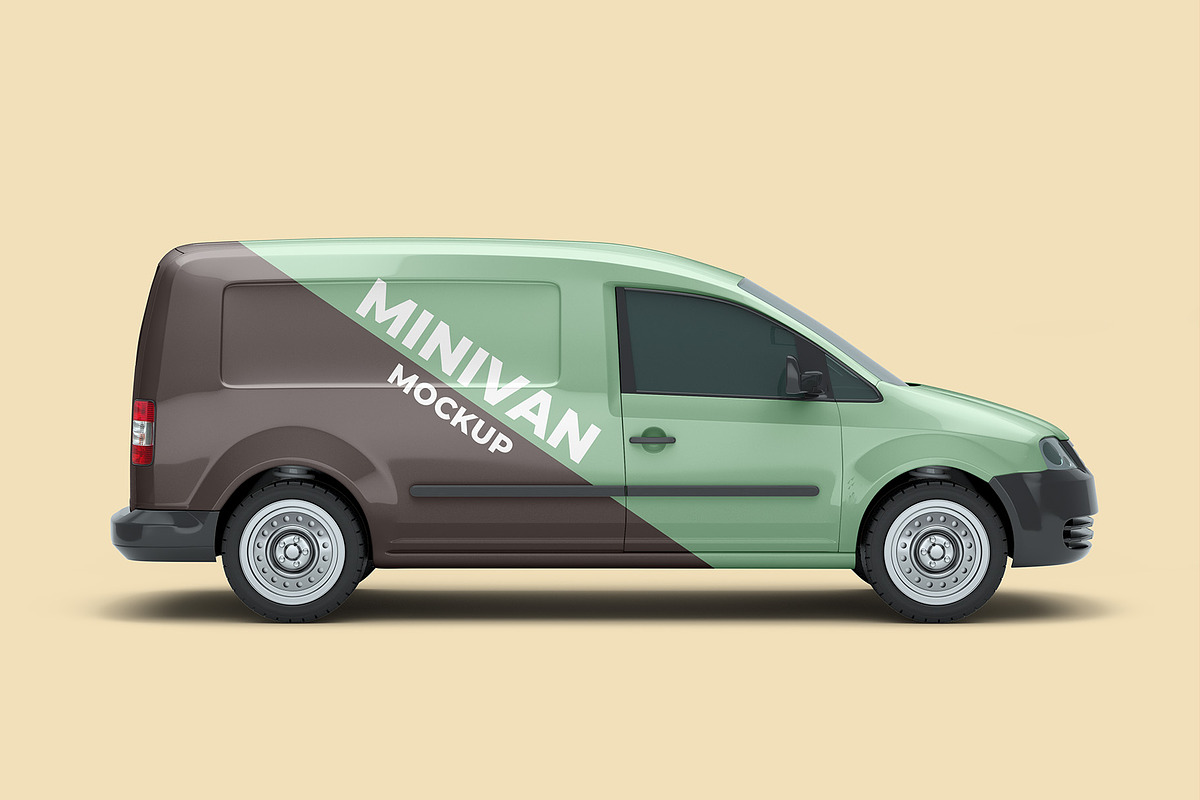 Mini Van Mockup - 6 views, an Advertising Mockup by Illusiongraphic (Photo 2 of 20)