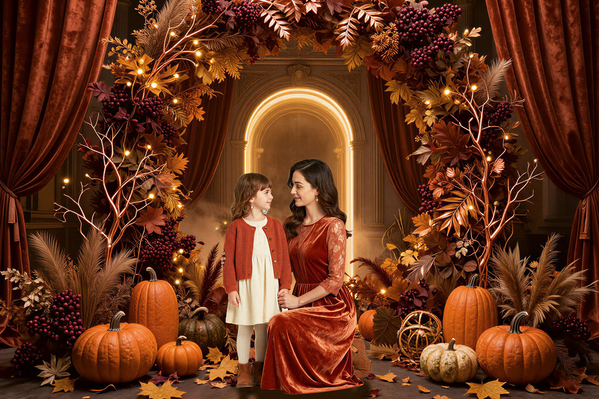 34 Autumn Wreath Digital Backdrops, a Background Graphic by 3Motional (Photo 5 of 18)