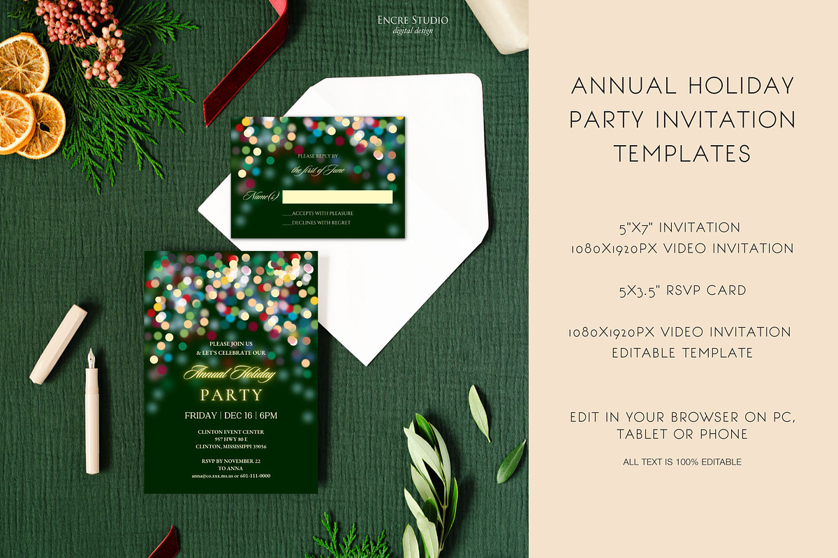 Annual Holiday Party Invitation, an Invitation Template by Encre Studio (Photo 3 of 4)