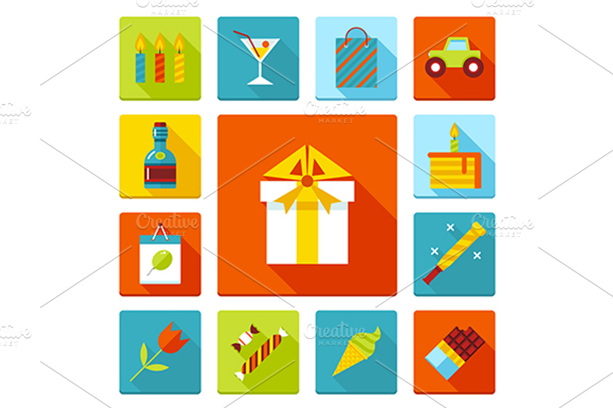 Flat Vector Birthday Party Icons, an Icon by painterr (Photo 2 of 2)