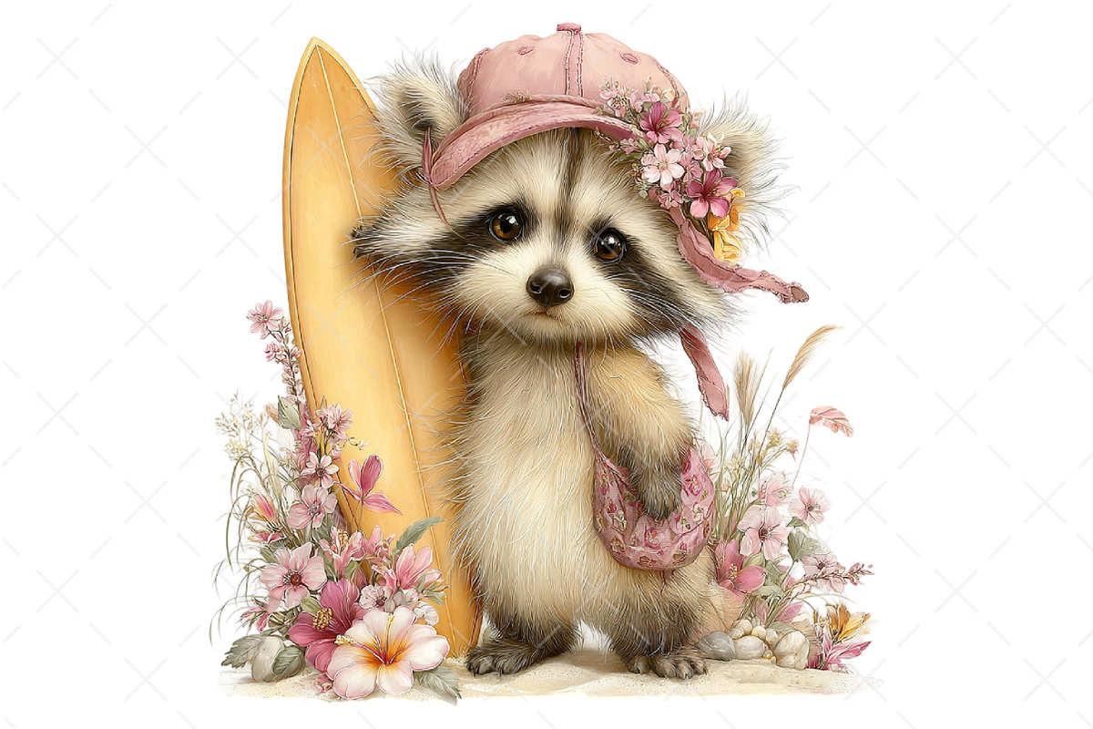 Summer Funny Raccoon Clipart, an Illustration by Craft Nest (Photo 12 of 12)