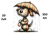 Whimsical Rainy Dog Clipart, an Animal Illustration by GiraffeCreative (Thumbnail 16 of 20)