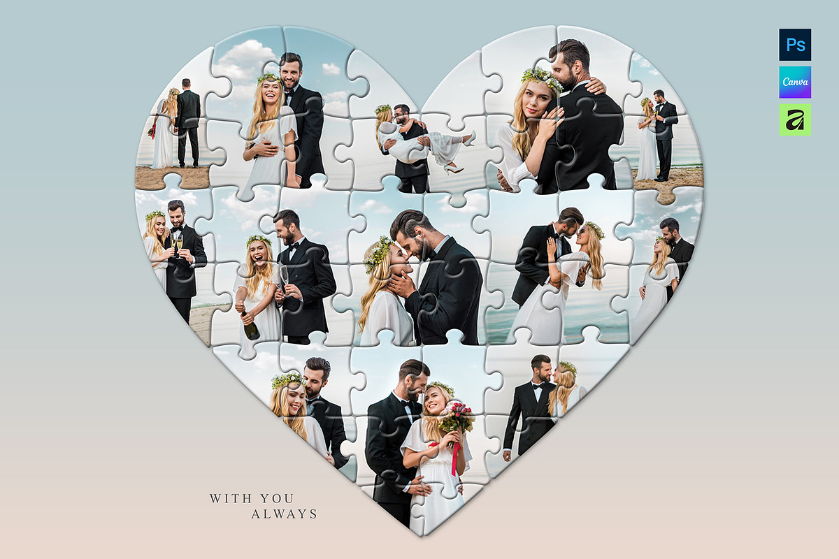Love Heart Puzzle Photo Collage, a Social Media Template by DesignerCandies (Photo 5 of 5)