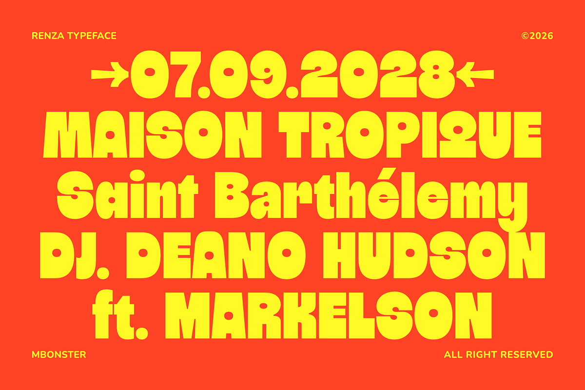 Renza - Bold Heavy Display Font, a Sans Serif Font by Mbonster Design Studio (Photo 5 of 15)