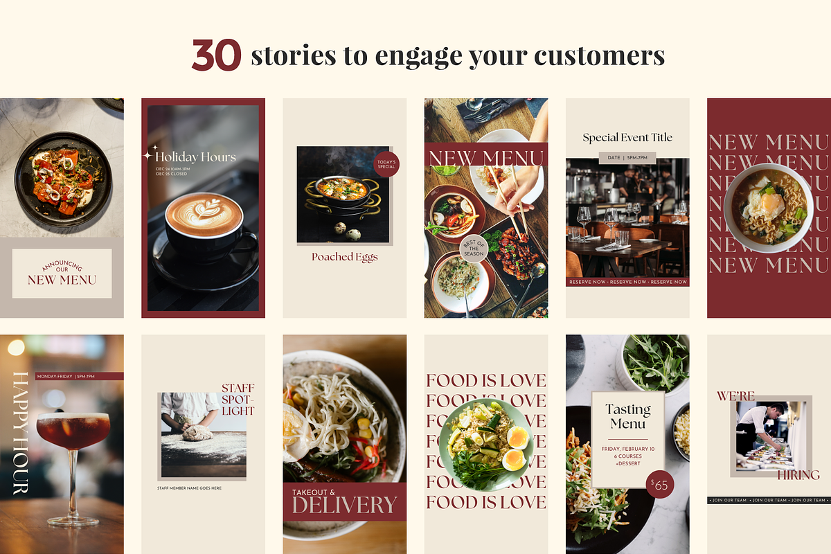 Restaurant Instagram Kit | Canva, a Social Media Template by Rose & Co. (Photo 4 of 9)