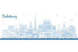 Outline Cheboksary Russia city., an Illustration by Booblgum