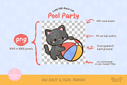 Pool Party Black Cat Clipart, an Animal Illustration by Blumensdiary (Thumbnail 3 of 6)