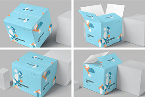 4 Cardboard Box Mockups, a Packaging Mockup by megostudi0