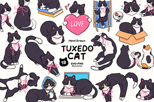 Tuxedo Cat Clipart Bundle