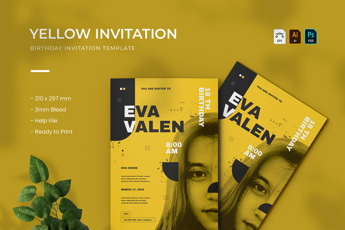 Yellow - Birthday Invitation, a Print Template by VUNIRA (Photo 1 of 2)