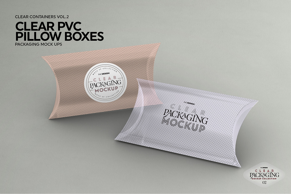 Clear Pillow Boxes Packaging Mockup, a Packaging Mockup by INCDesign (Photo 5 of 7)