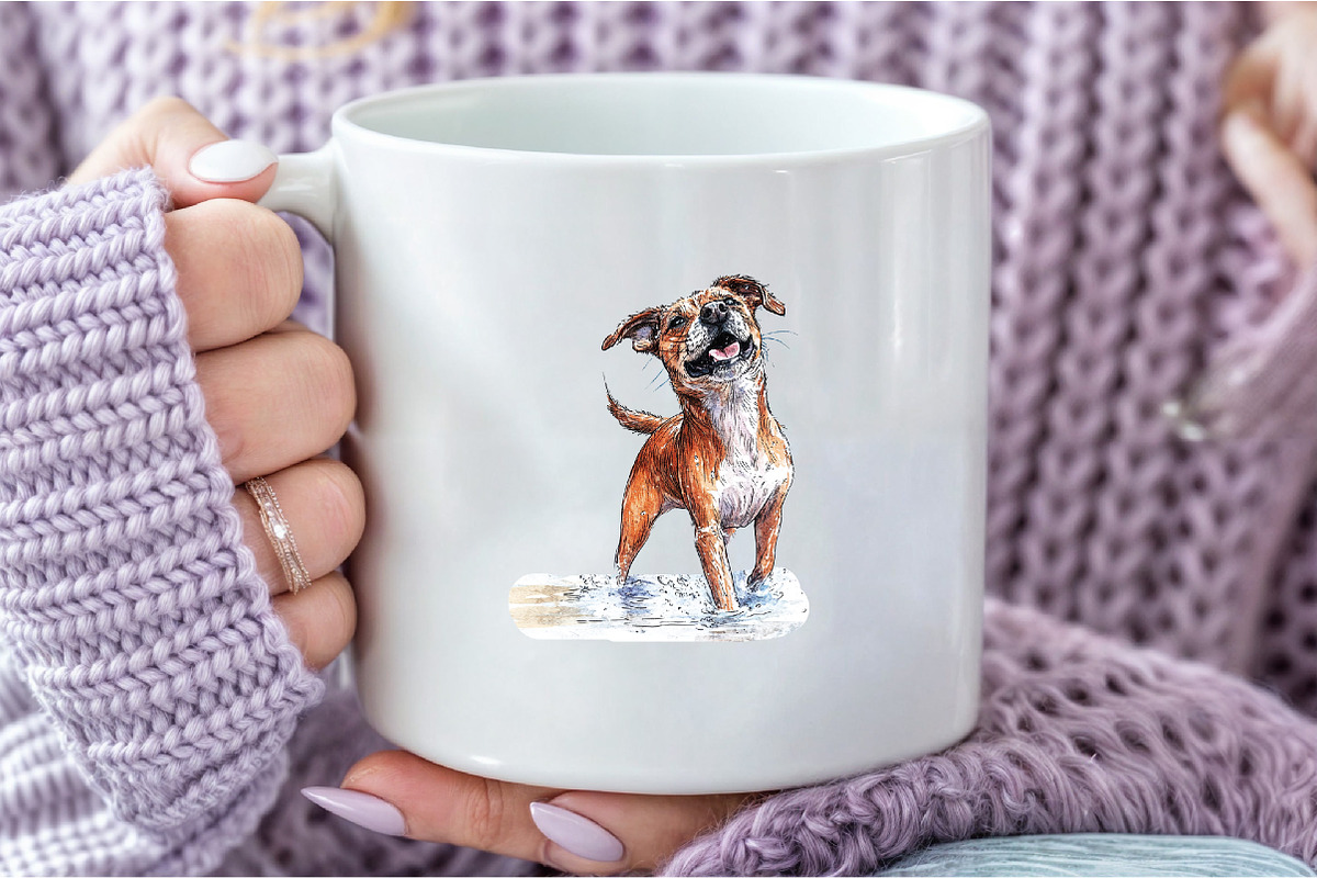 Watercolor Summer Dogs Clipart, an Illustration by DreamCafeArt (Photo 8 of 9)