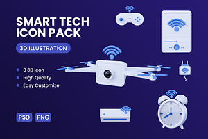 Smart Tech 3D Icon Pack #1, an Object 3D Model by deviapuspitasari2