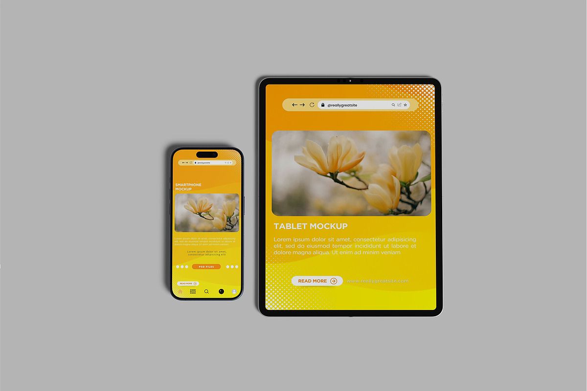 Tablet & Phone Mockup, a Device Mockup by rizalamora (Photo 2 of 11)