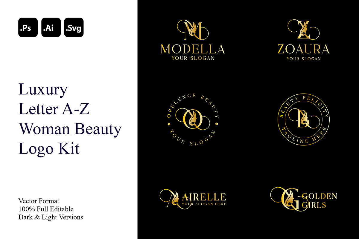 Luxury Letter A-Z Woman Beauty Logo, a Branding & Logo Template by Luxury Logos (Photo 1 of 12)