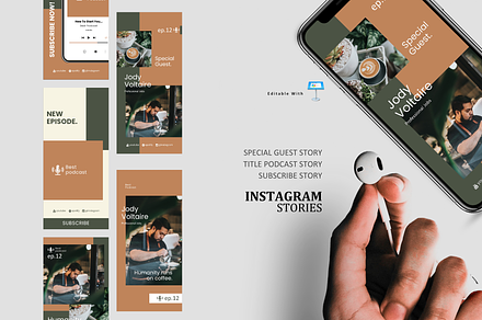 Podcast ig stories and posts keynote, a Social Media Template by rivatxfz
