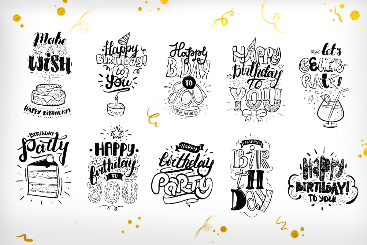 Happy Birthday hand lettering set, a Graphic by pa3x (Photo 6 of 6)